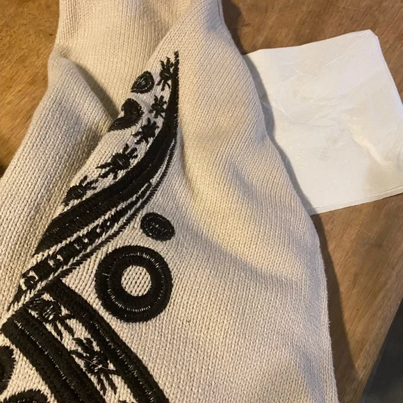 Bob Mackie Wearable Art zip up sweater paisley womens small black lt taupe - Picture 9 of 9